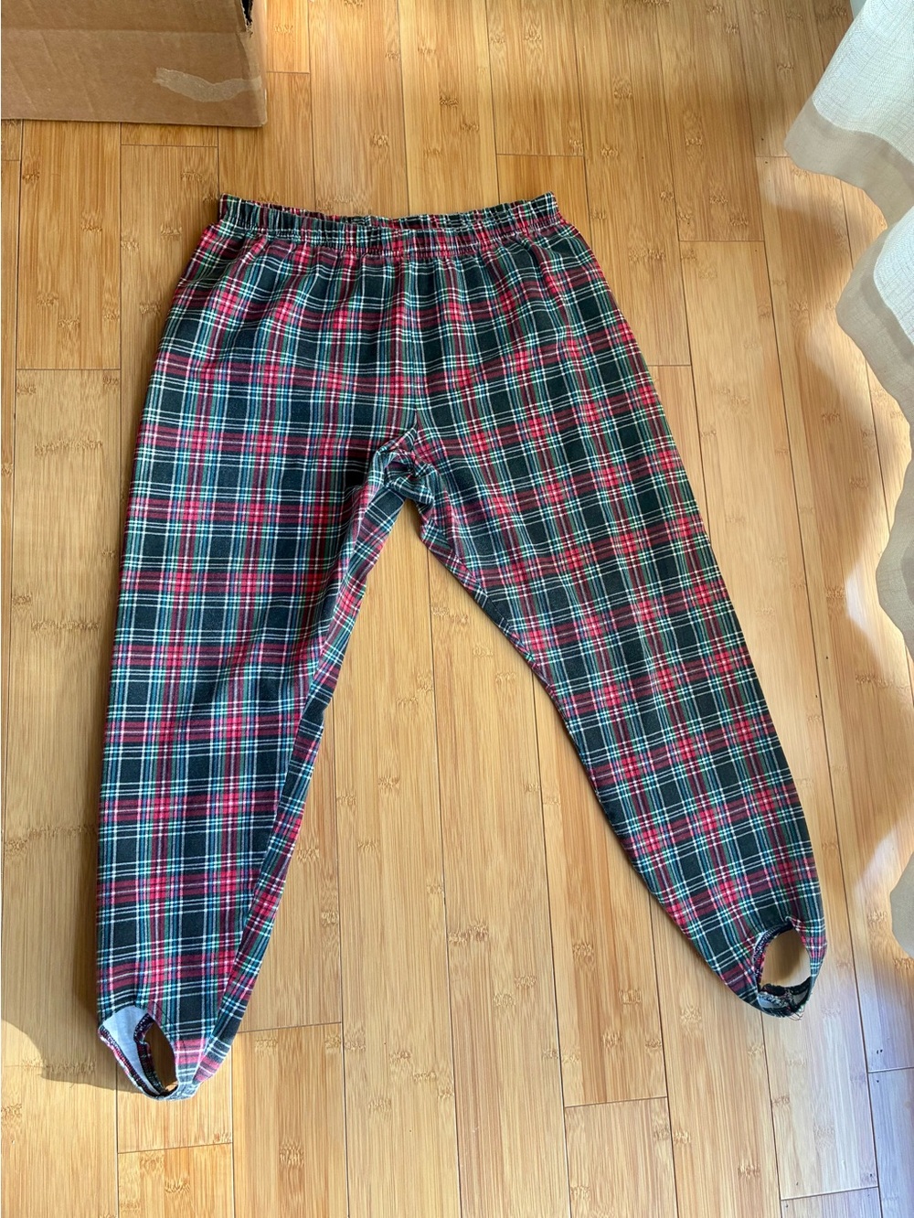 VTG 80s 90s Tartan Plaid Stirrup Pants XL Steven Ross Naturally Holiday